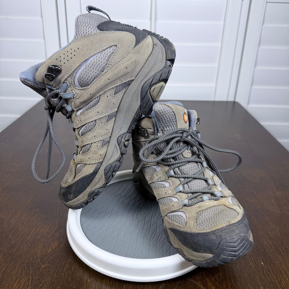 Merrell Moab 2 Mid Waterproof Hiking Boots Womens 8.5 Taupe Grey Vibram J06054
